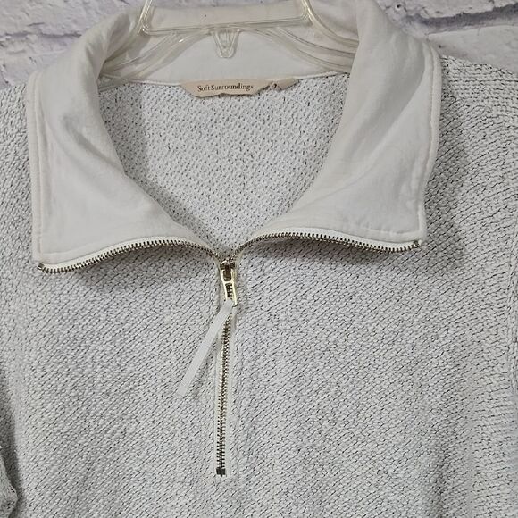 Soft Surroundings Westport Pullover Women's XL Boucle Cream Sweater Quarter Zip - Picture 3 of 14